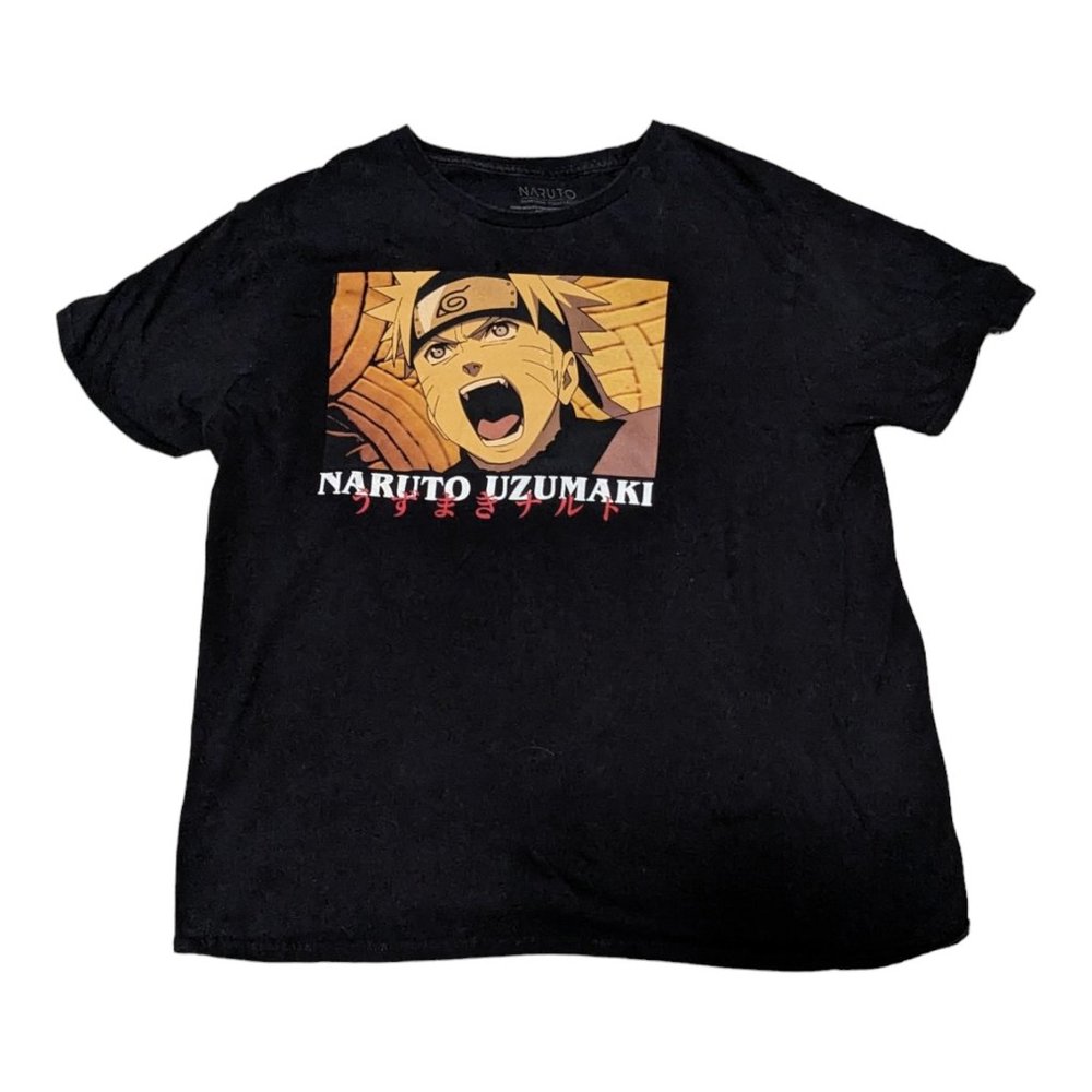 Vintage Naruto Uzumaki Men's T-Shirt Shippuden 2000s Y2K Black Size XL